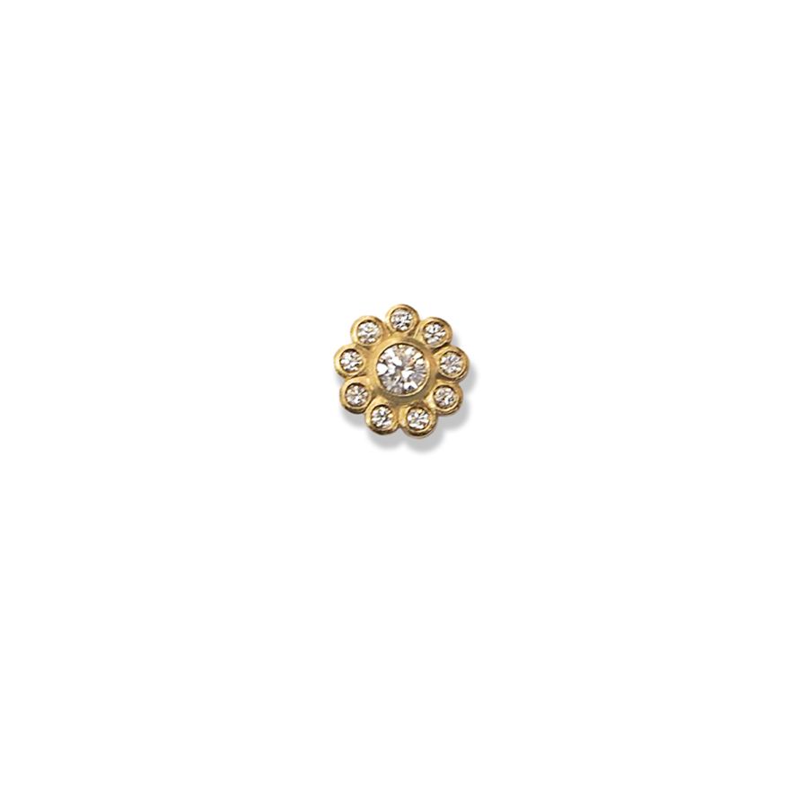 Ørestik / Fås som flat back<br> FLOWER TWO guld diamant