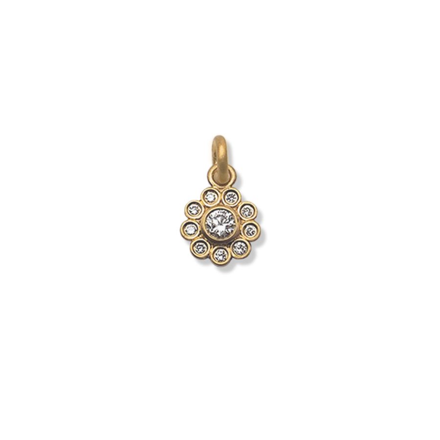 Vedhæng<br> PFLOWER TWO guld diamant (rundt medium øsken)