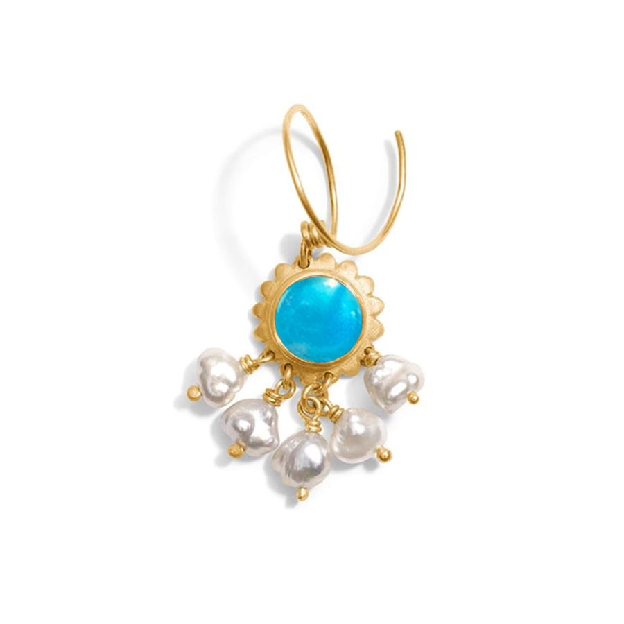 Ørering<br> DREAM CATCHER turquoise gold no. 2