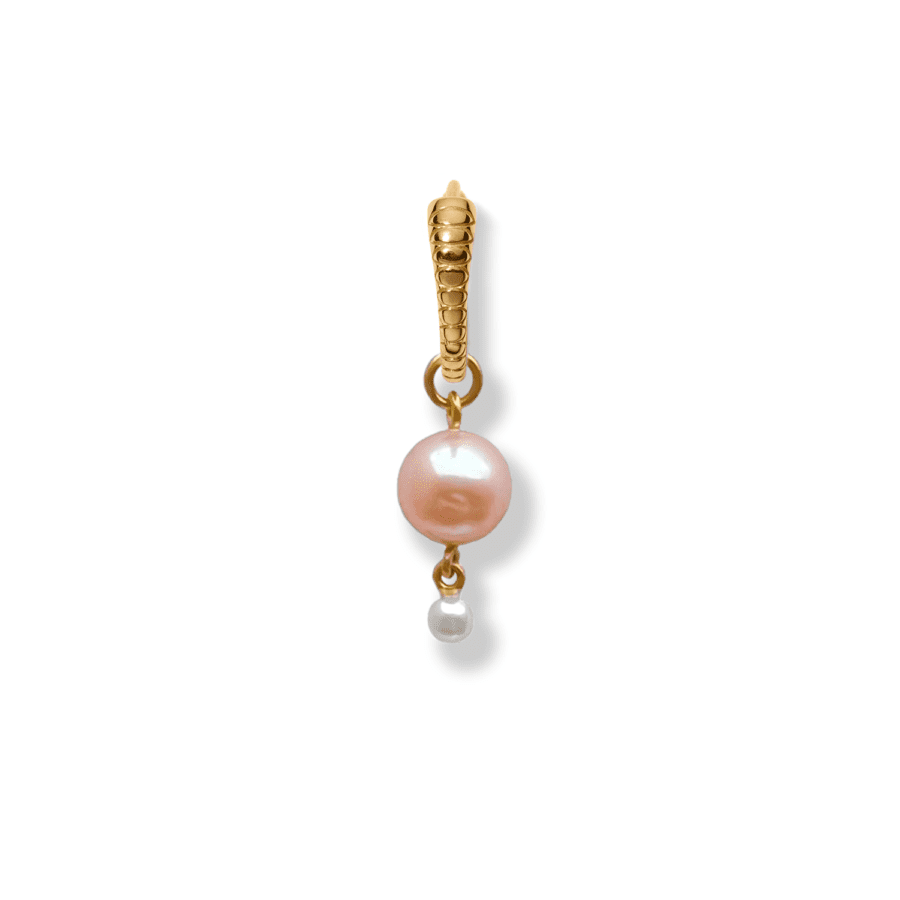 Vedhæng<br> PENDANT 2 PEARL guld lyserød/hvid perle (rundt medium øsken)