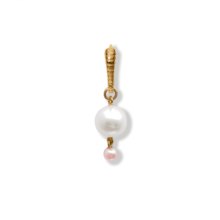 Vedhæng<br> PENDANT 2 PEARL guld hvid/lyserød perle (rundt medium øsken)