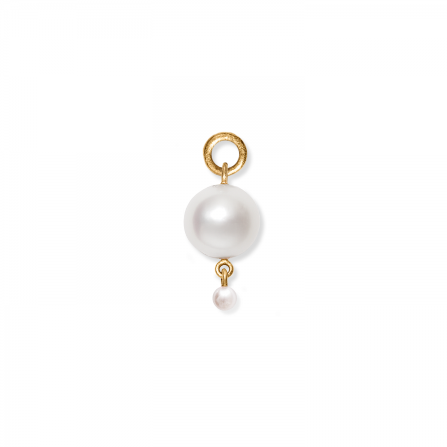 Vedhæng<br> PENDANT 3 PEARL guld hvid perle (rundt stort øsken)