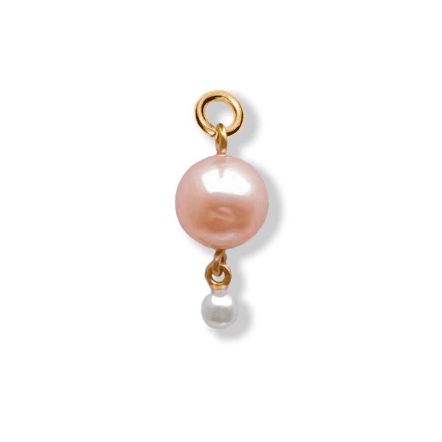 Vedhæng<br> PENDANT 2 PEARL guld lyserød/hvid perle (rundt medium øsken)