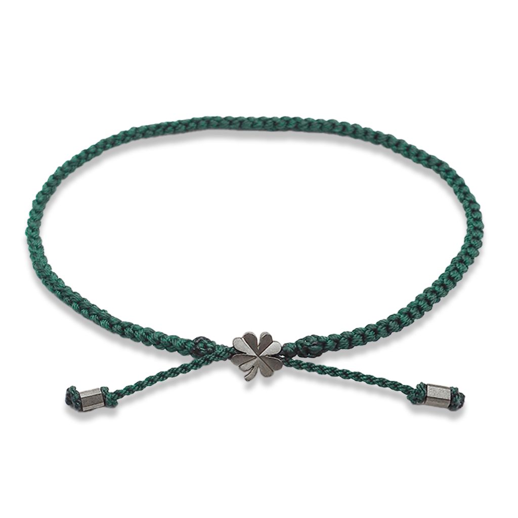 Knyttet armbånd<br> BARTISAN ONE gråt sterlingsølv (deep green pagoria)