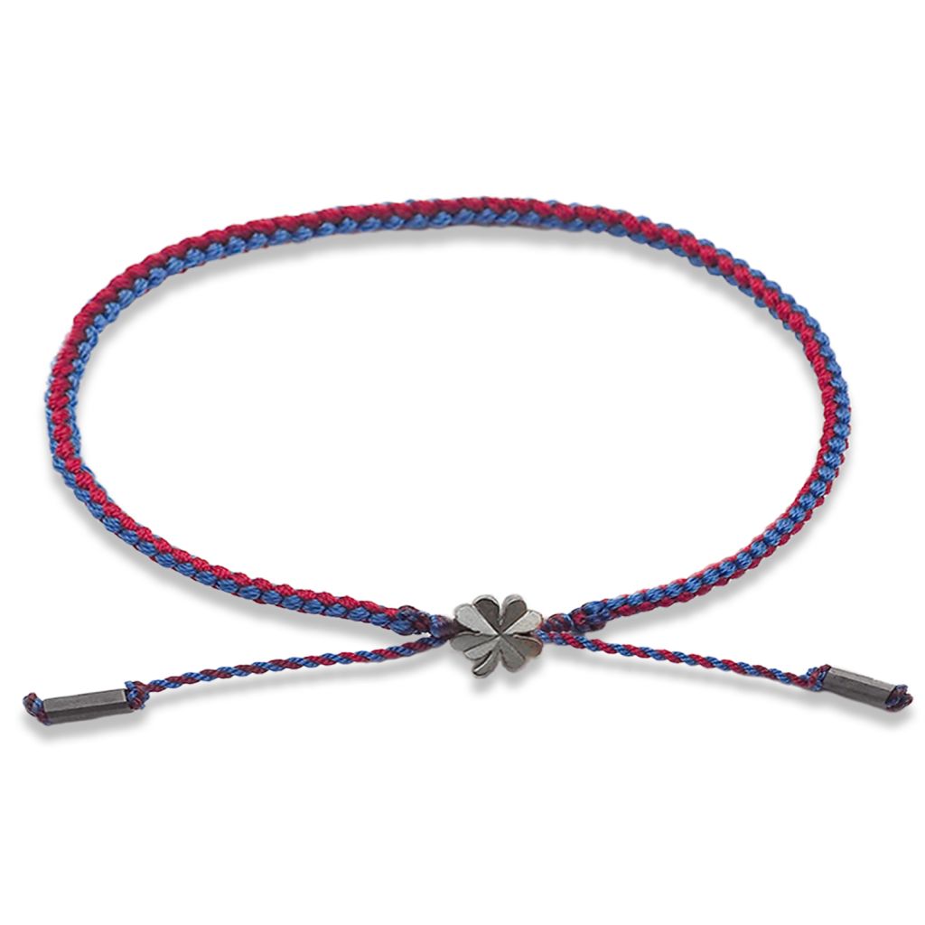 Knyttet armbånd<br> BARTISAN ONE gråt sterlingsølv (horizontal red/sea blue pagoria)