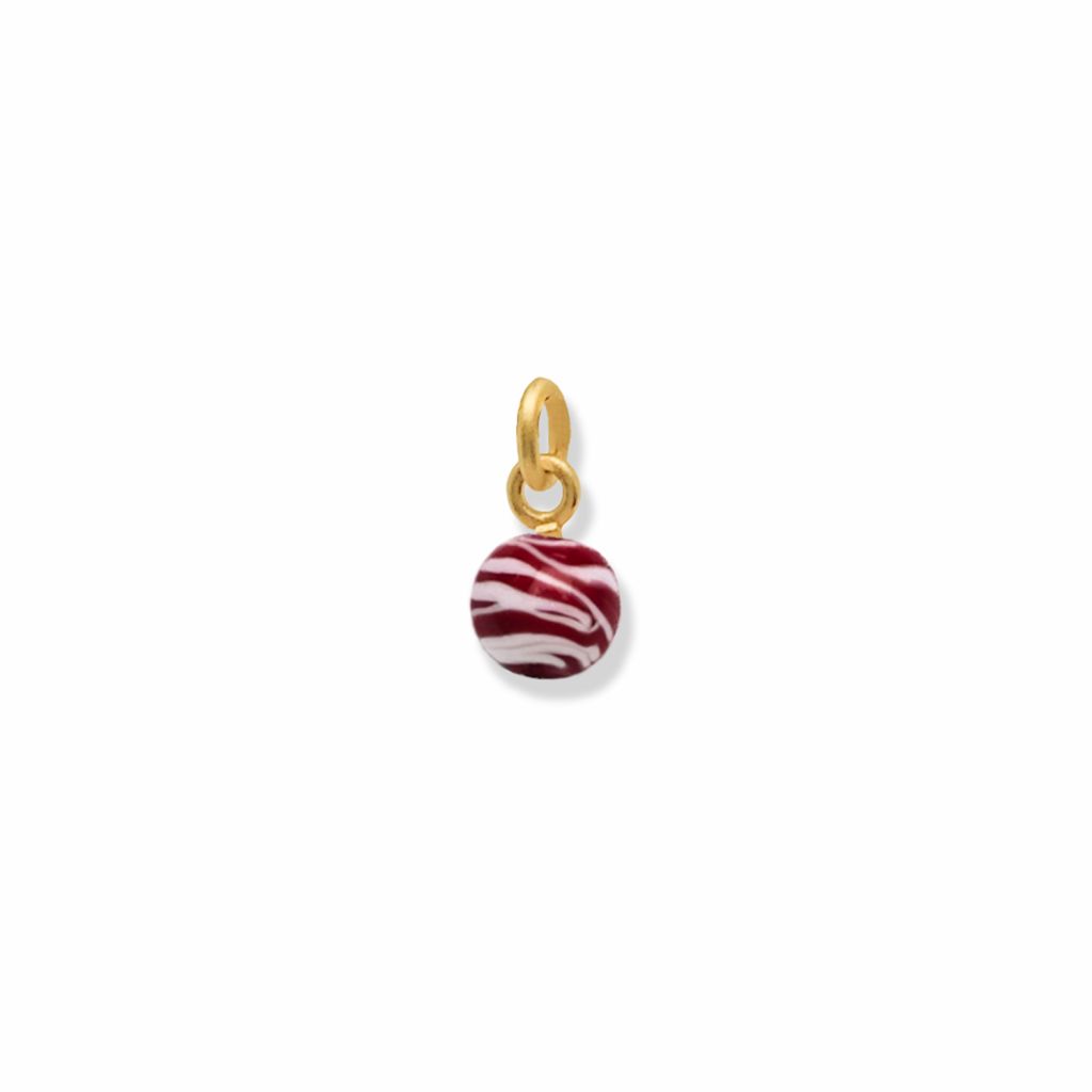 VEDHÆNG TIL ØRERINGE<br> MURANO ROUND GLASS BEAD ONE (Burgundy) guld