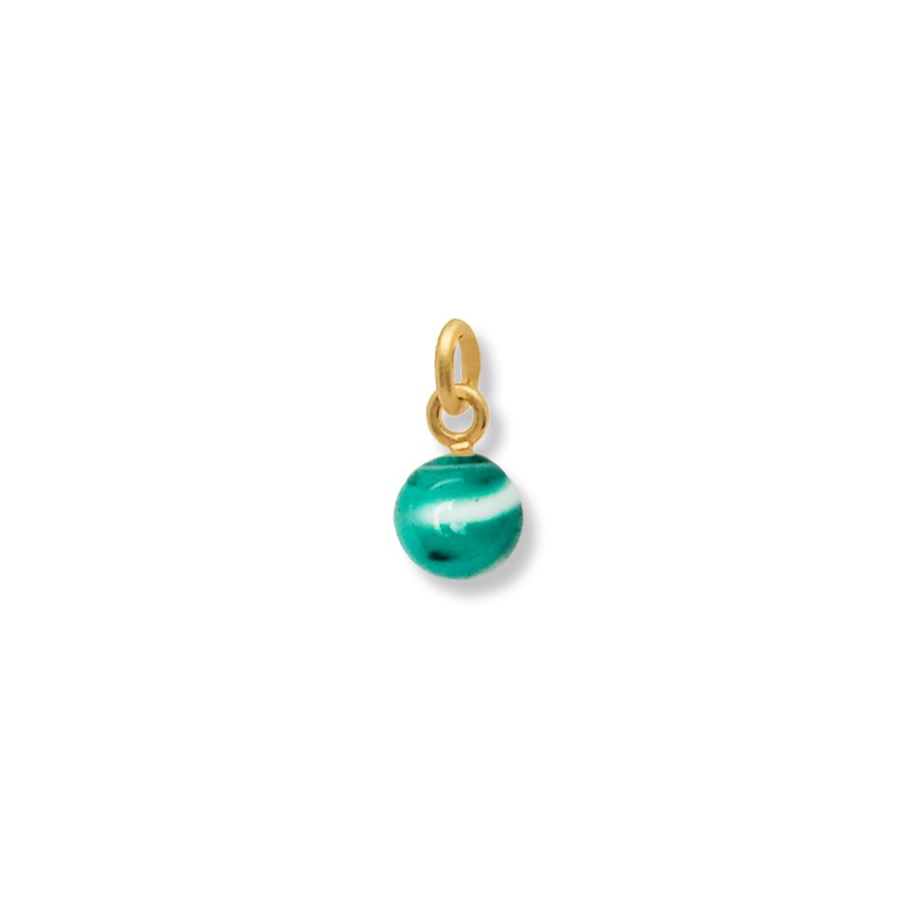 VEDHÆNG TIL ØRERINGE<br> MURANO ROUND GLASS BEAD ONE (SEA GREEN) guld