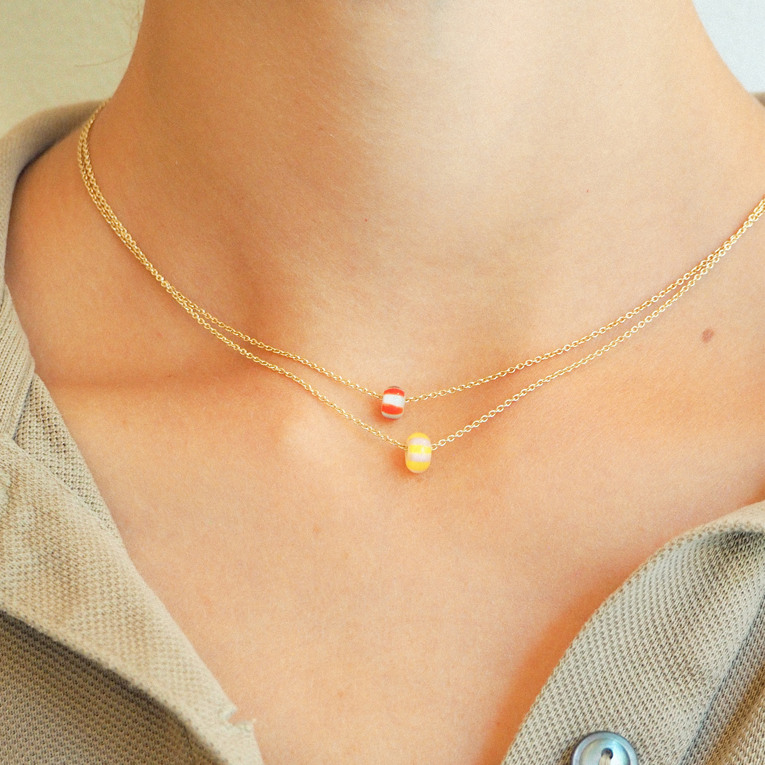 Vedhæng til øreringe<br> MURANO GLASS BEAD (LEMON/ROSE)