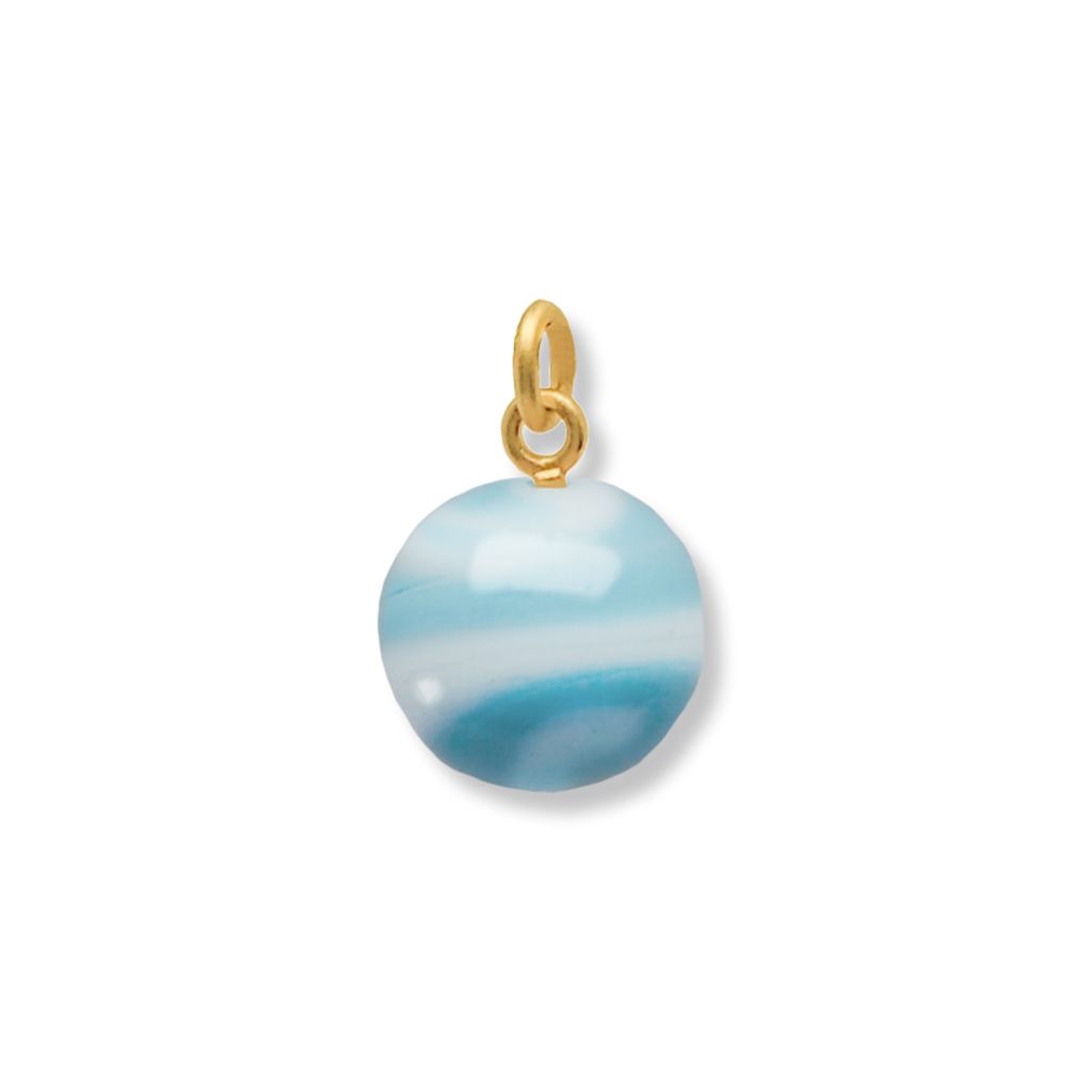 VEDHÆNG TIL ØRERINGE<br> MURANO ROUND GLASS BEAD TWO (TURQUOISE) guld