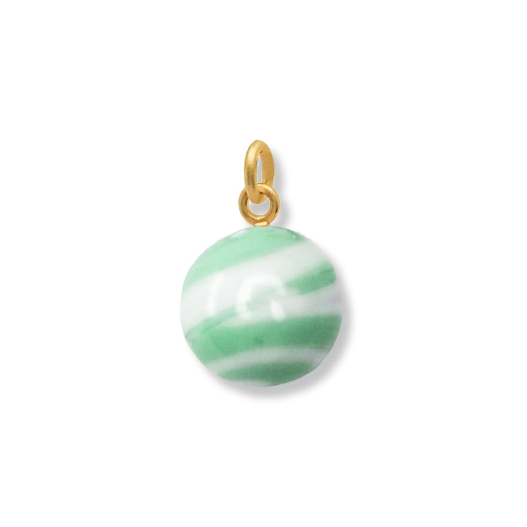 VEDHÆNG TIL ØRERINGE<br> MURANO ROUND GLASS BEAD TWO (MINT) guld
