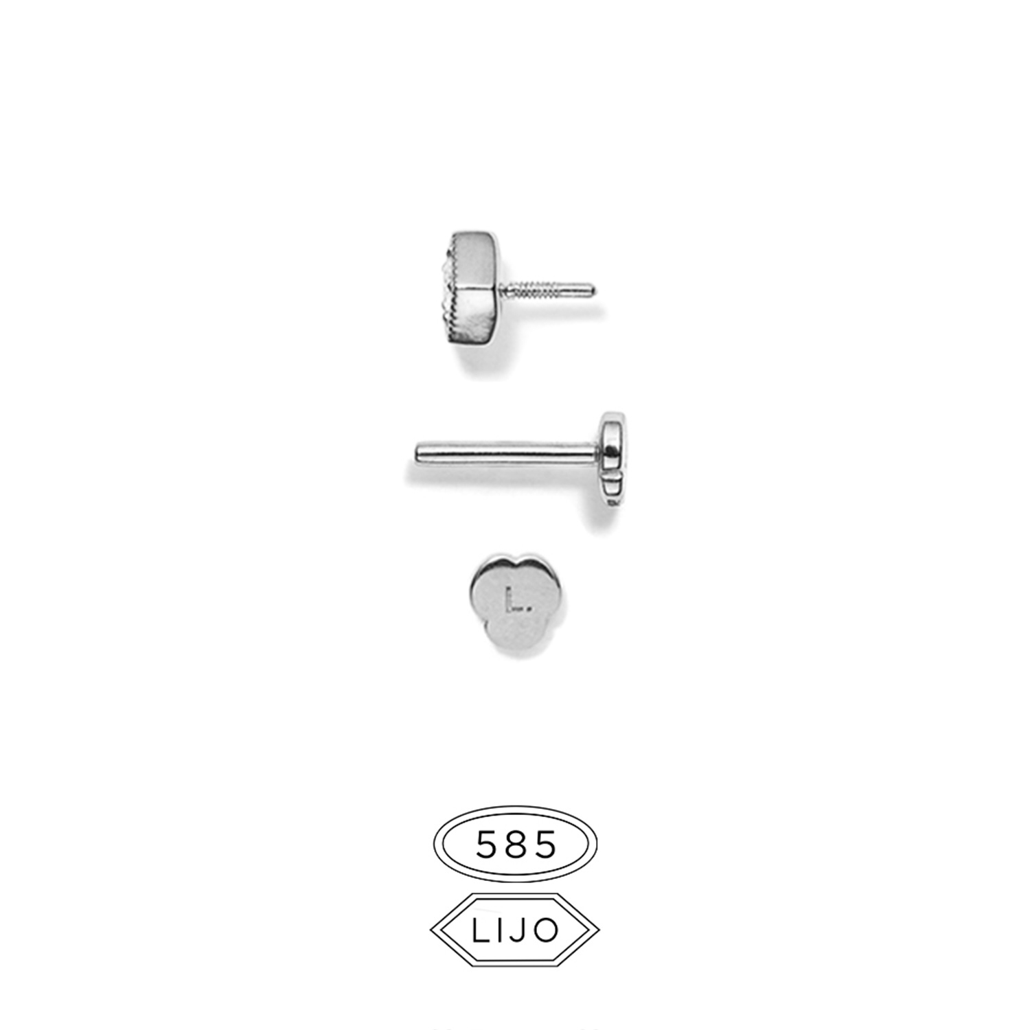 Flat back piercingsmykke / Fås som ørestik<br> L. ELDRIDGE 05 hvidguld diamant inklusiv STEM ONE