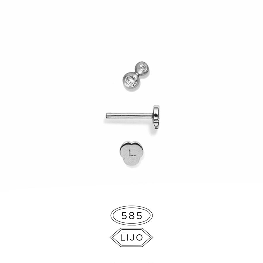 Flat back piercingsmykke <br> L. EDGAR hvidguld diamant inklusiv STEM ONE