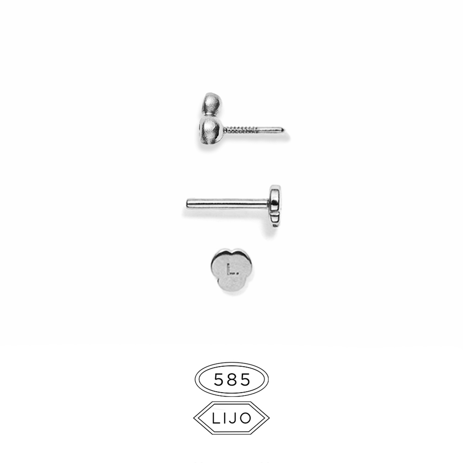 Flat back piercingsmykke <br> L. EDGAR hvidguld diamant inklusiv STEM ONE