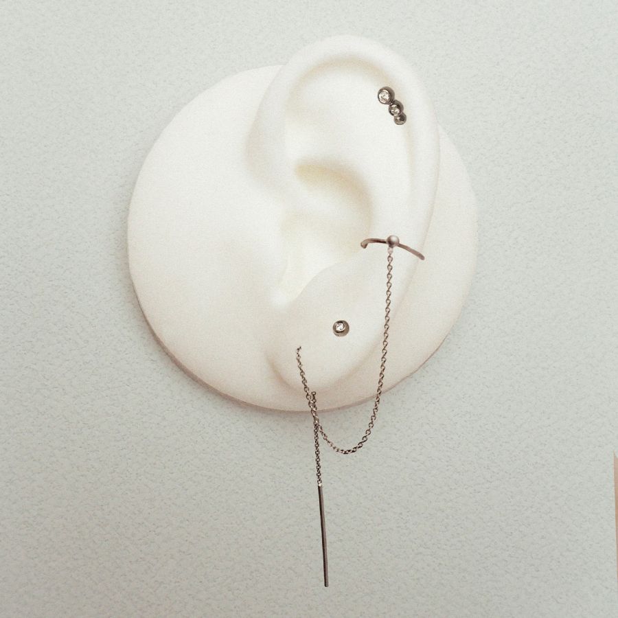 Earring<br> EASTON grey sterling silver diamond