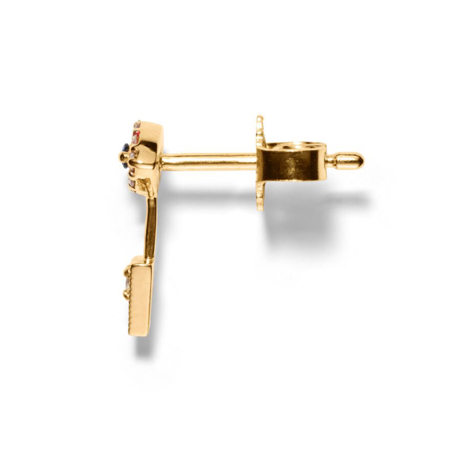 Ear stud<br> EYE TWO gold diamond sapphire