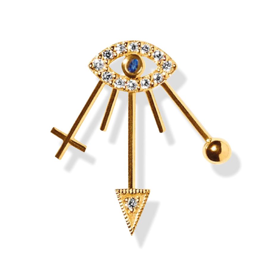 Ear stud<br> EYLIE gold diamond sapphire