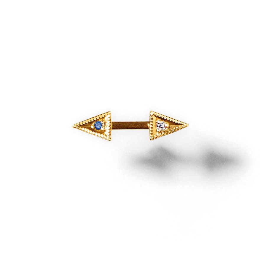 Ear stud<br> EYO gold diamond sapphire