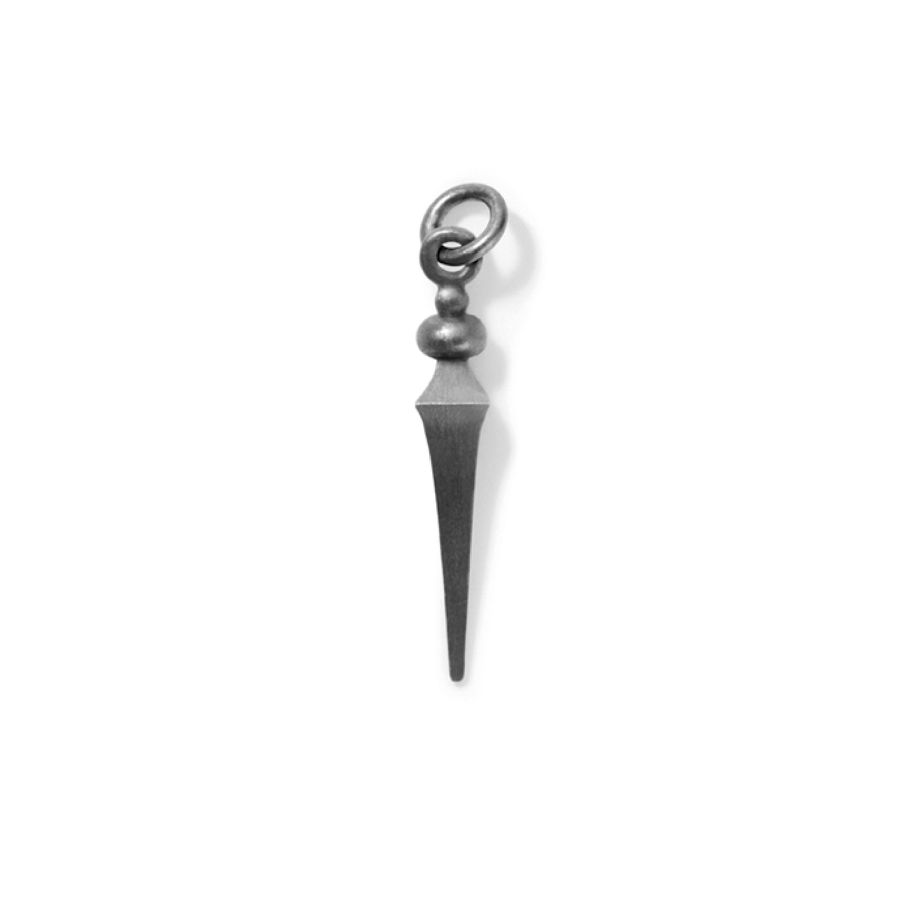 Pendant for earring<br> MINI PAISLEY grey sterling silver (round small eyelet)