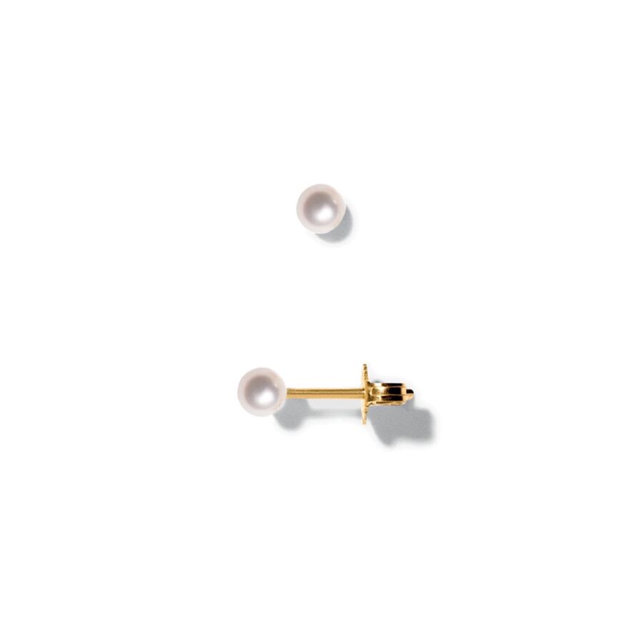 Ear stud<br> EAR TWO gold white pearl