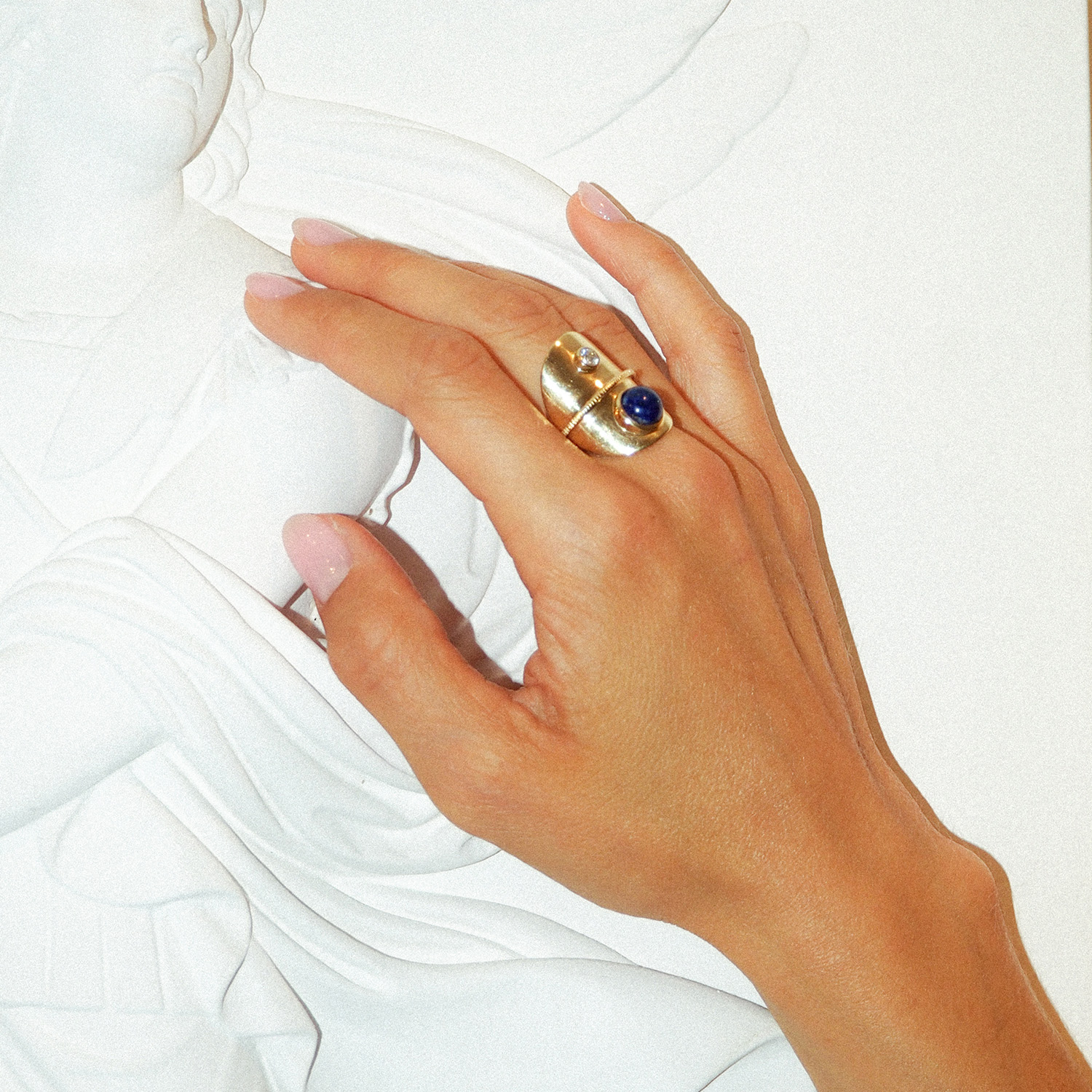 Ring<br> RATIO gold lapis lazuli diamond