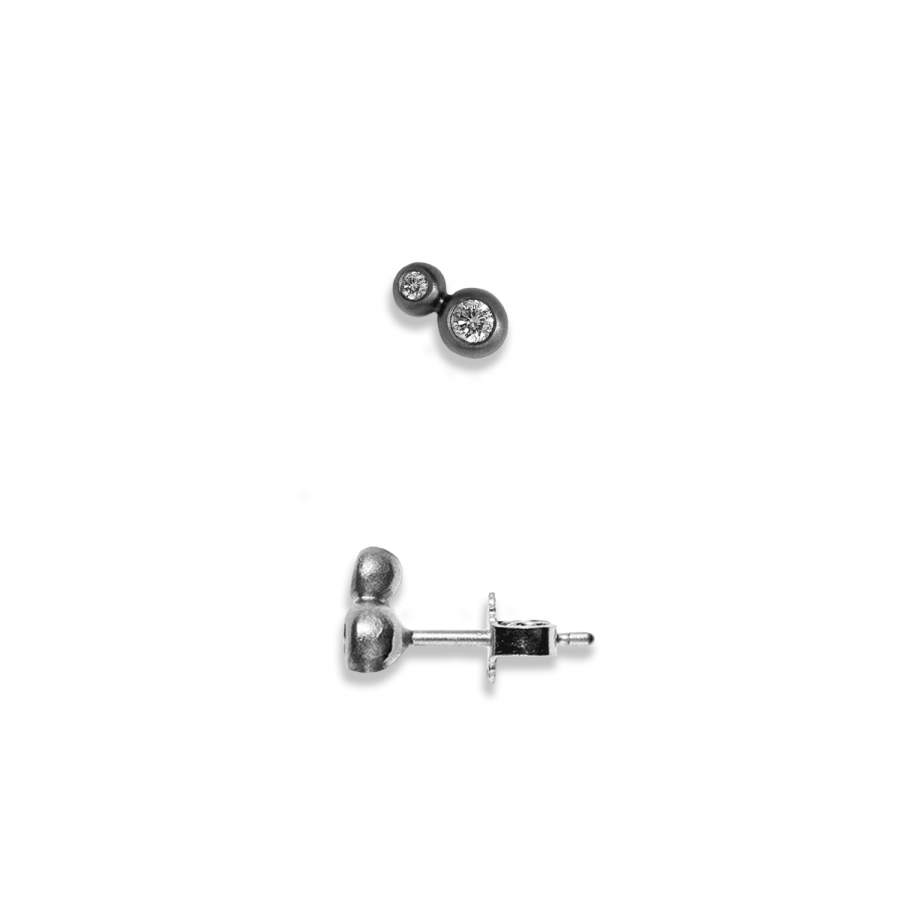 Earring<br> EDGAR grey sterling silver diamond