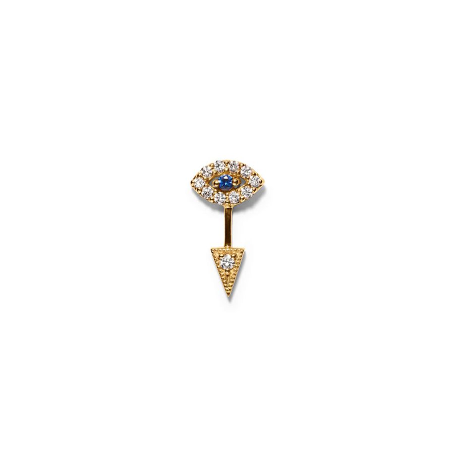 Ear stud<br> EYE ONE gold diamond sapphire