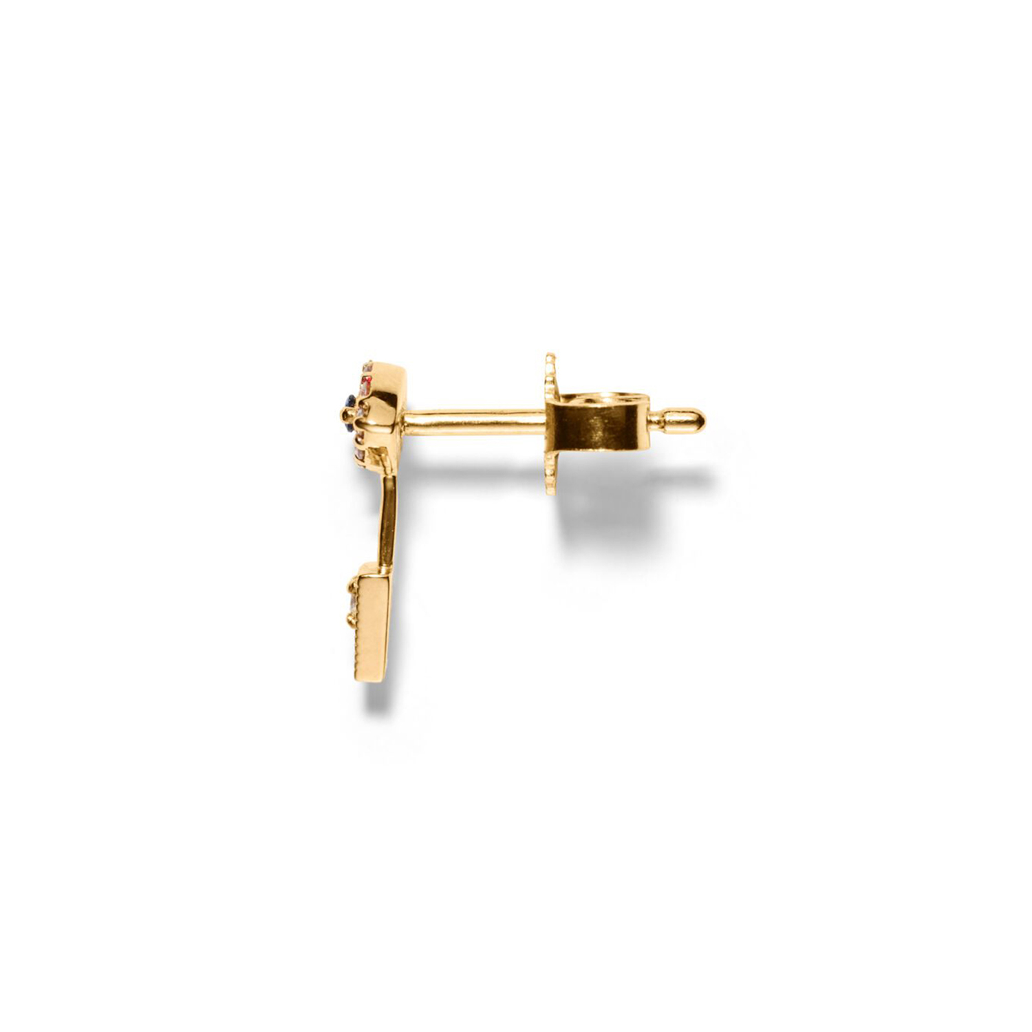 Ear stud<br> EYE ONE gold diamond sapphire