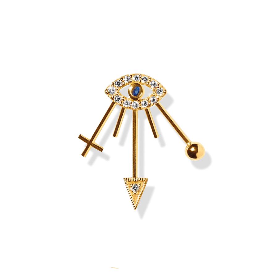 Ear stud<br> EYLIE gold diamond sapphire