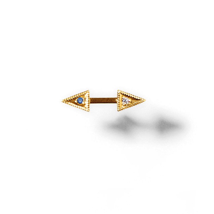 Ear stud<br> EYO gold diamond sapphire