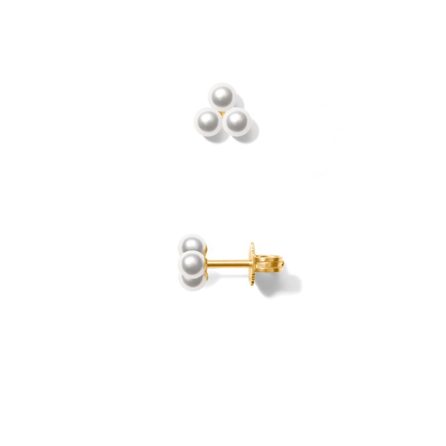 Ear stud<br> EPINE TWO gold white pearl