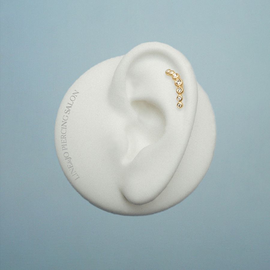 Flat back piercing jewellery / Avail. as ear stud<br> L. ENDING gold diamond including STEM TWO