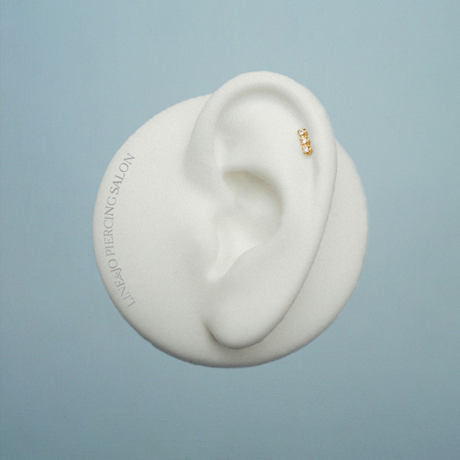 Flat back piercing jewellery / Avail. as ear stud<br> L. EXPA 3 gold diamond including STEM ONE