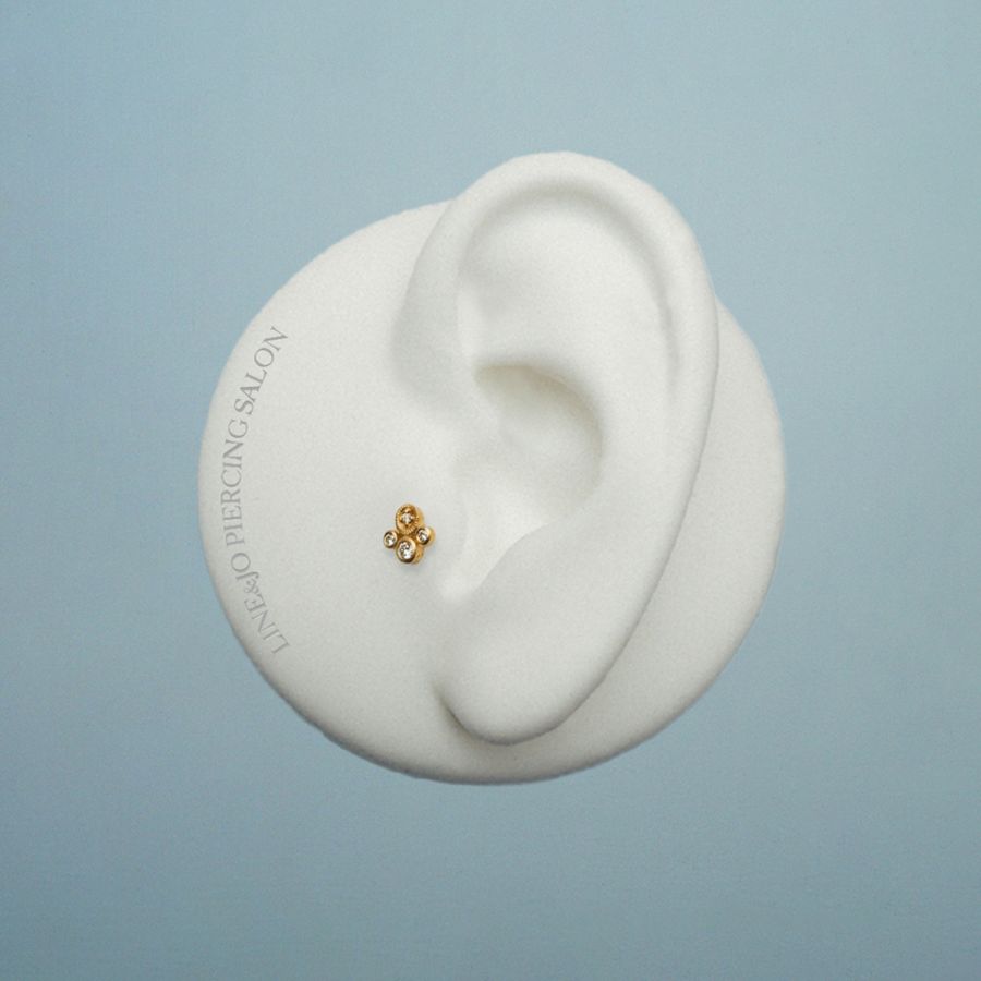 Flat back piercing jewellery / Avail. as ear stud<br> L. EMMELI gold diamond including STEM ONE