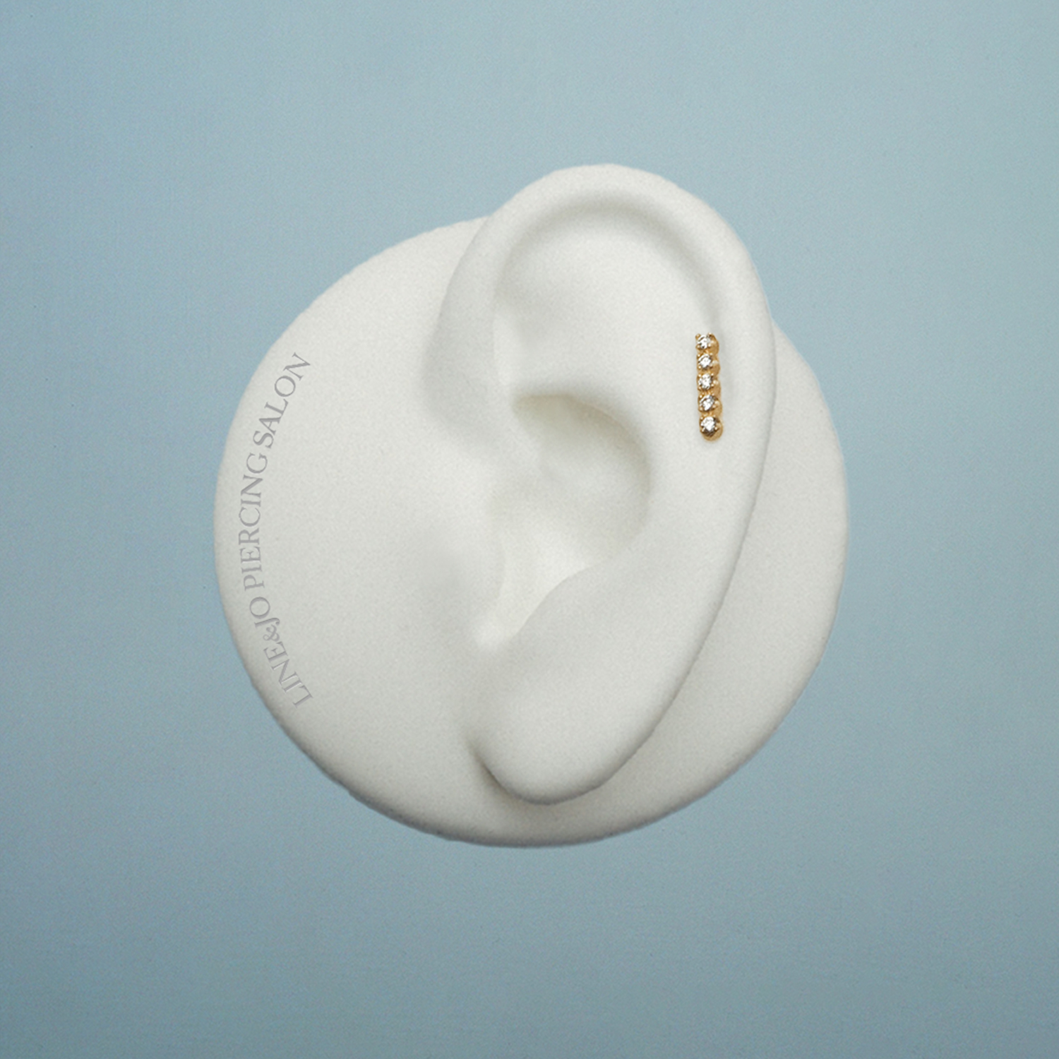 Flat back piercing jewellery / Avail. as ear stud<br> L. EXPA 5 gold diamond including STEM TWO