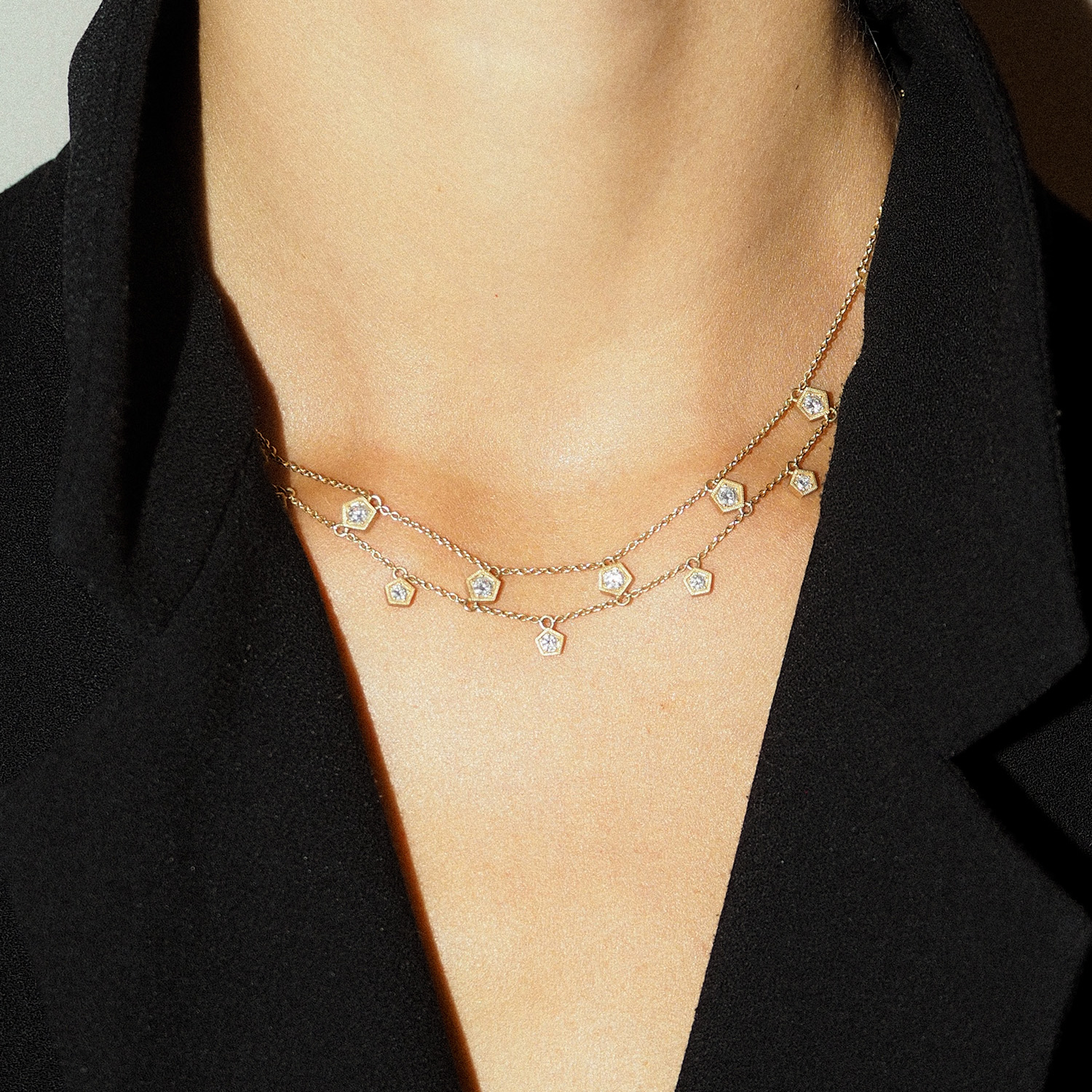 Necklace<br> NELDRIDGE DOUBLE gold diamond