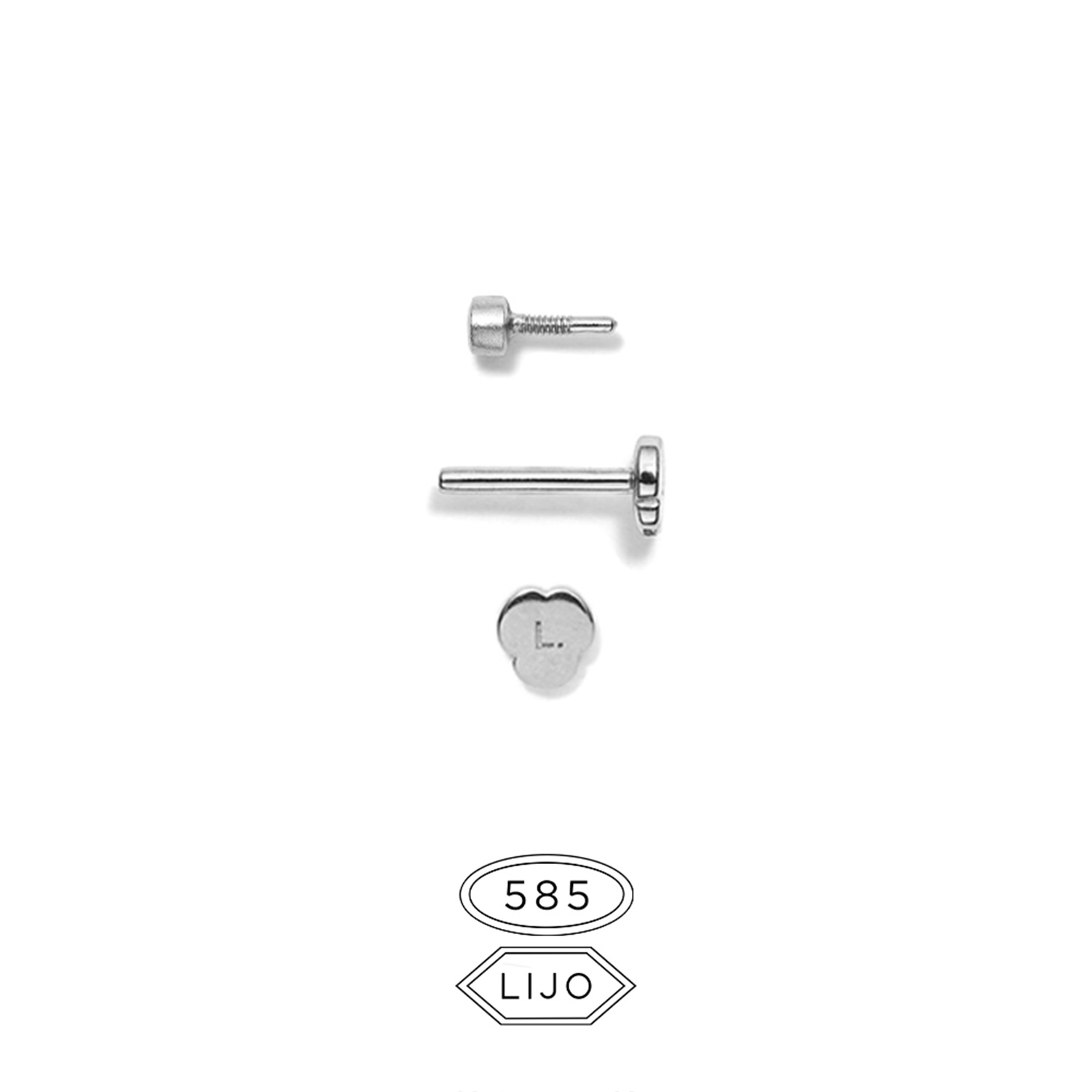Flat back piercing jewellery<br> L. EDIAMOND 01 white gold diamond including STEM ONE