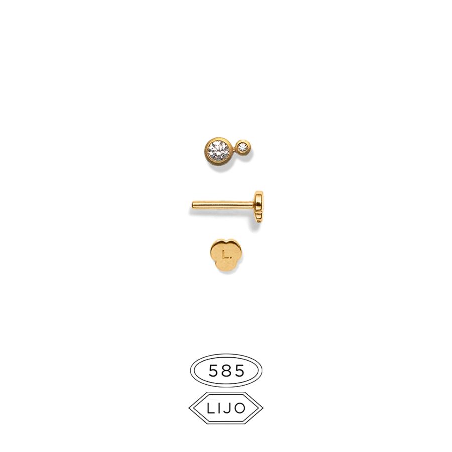Piercing jewellery<br> L. DOUBLE gold diamond including STEM ONE