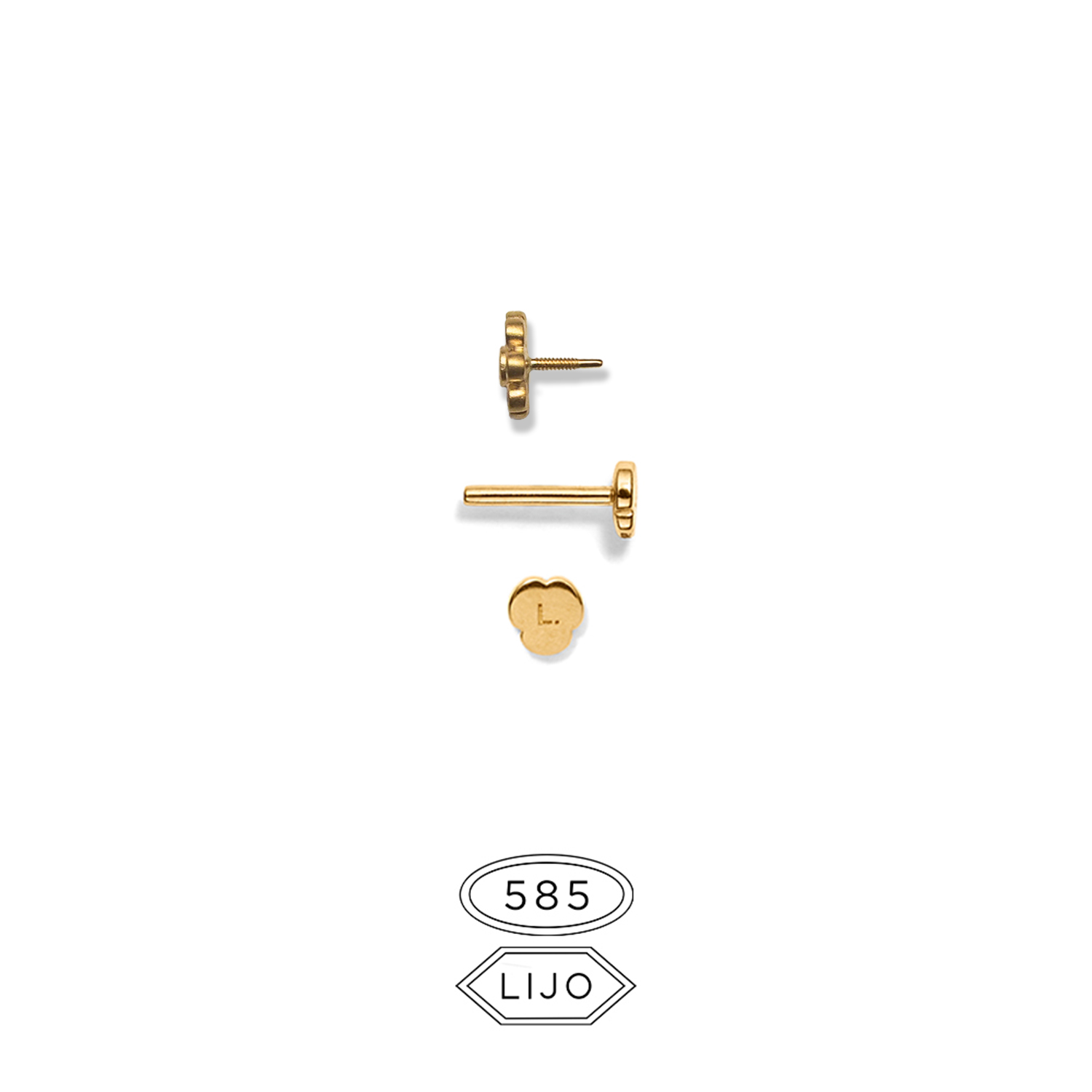 Piercing jewellery<br> L. FLOWER ONE gold diamond including STEM ONE