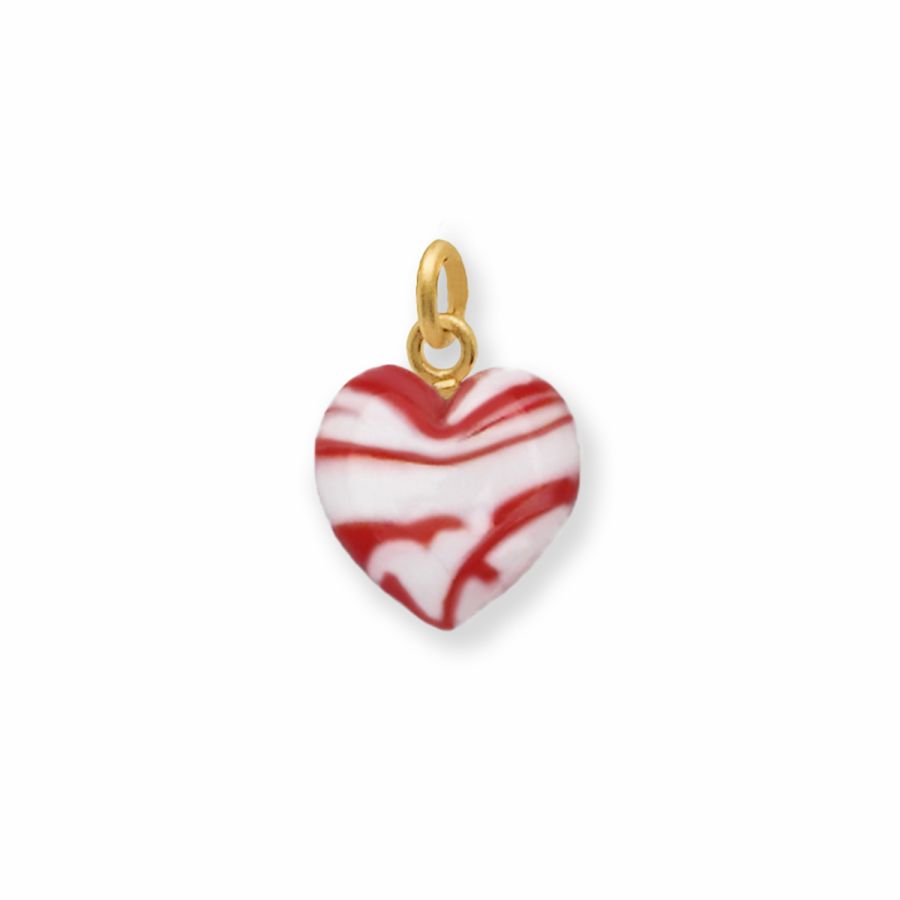 Pendant for necklace <br> MURANO GLASS HEART (red & white) gold