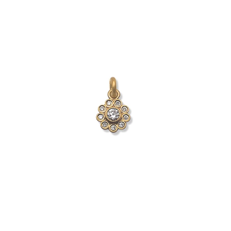Pendant<br> PFLOWER TWO gold diamond (round medium eyelet)